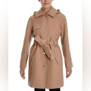 LONDON FOG Women's Belted Hooded Walker Coat